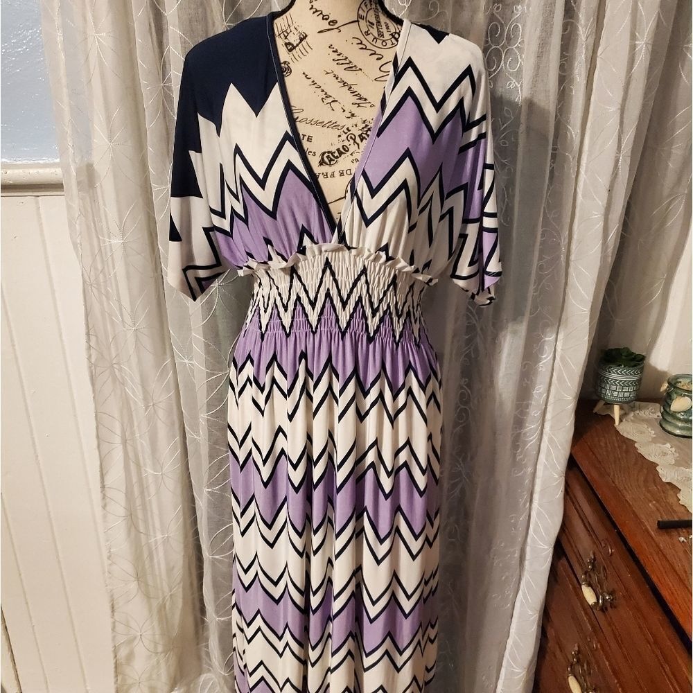 5th and Love Geometric Maxi Dress Medium - Picture 2 of 8